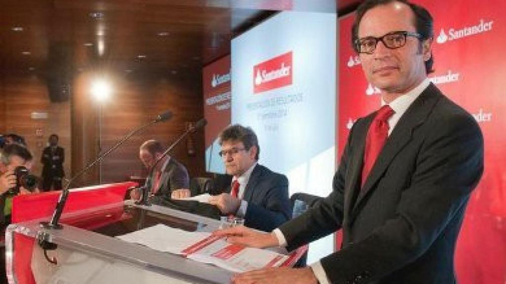 El consejero delegado de Banco Santander, Javier Marín, durante la presentación de los resultados