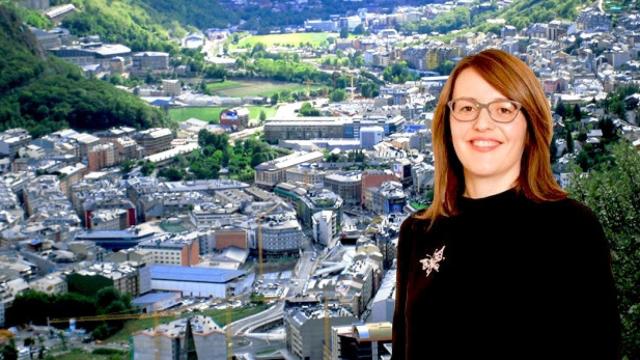 Esther Puigcercós, directora general de la Asociación de Bancos Andorranos (ABA), y una imagen de Andorra la Vella / FOTOMONTAJE DE CG