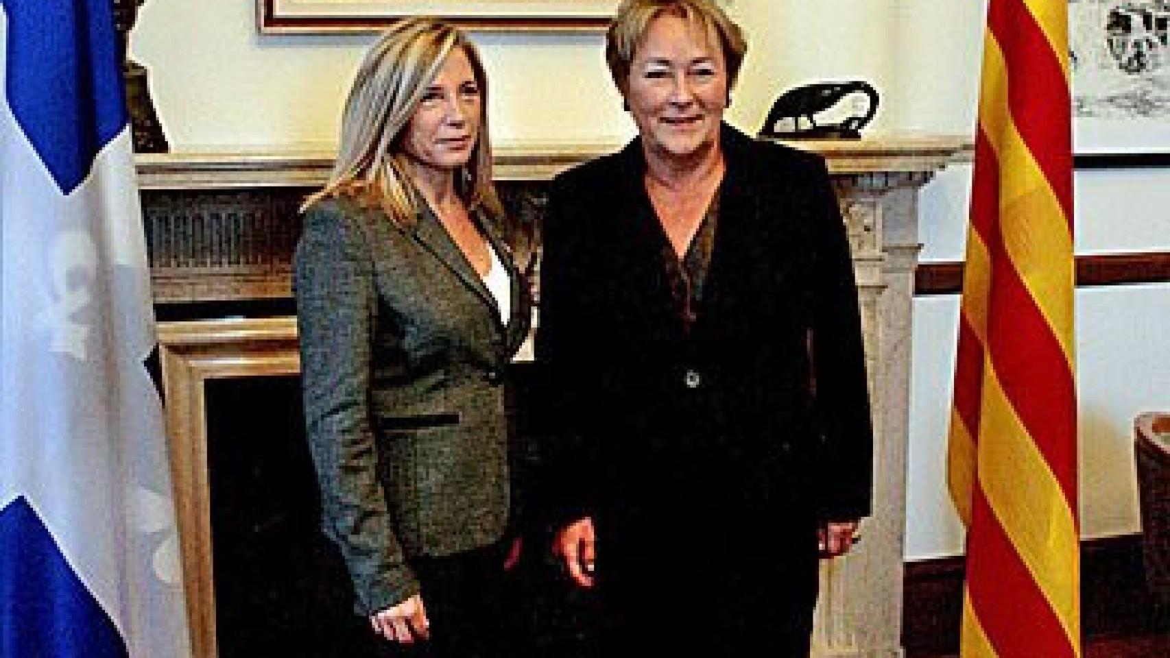 La vicepresidenta de la Generalidad, Joana Ortega, y la primera ministra de Québec, Pauline Marois