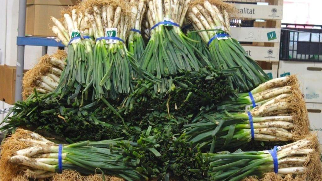 Calçots en el mercado