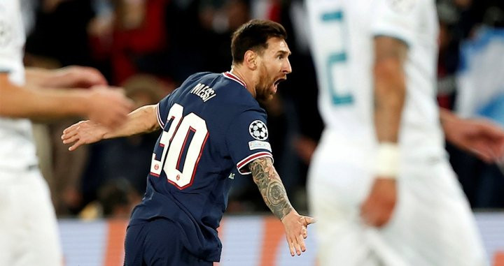 Lionel Messi, celebrando su primer gol con el PSG / EFE