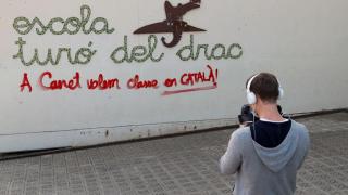 Un grafiti nacionalista en la escuela Turó del Drac de Canet de Mar (Barcelona) / EP