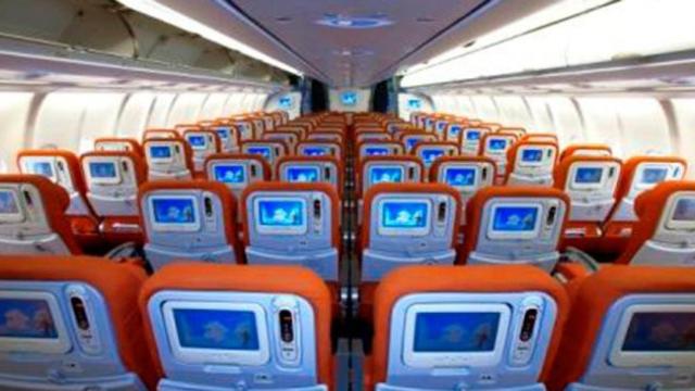 Interior de un avión de la compañía rusa Aeroflot