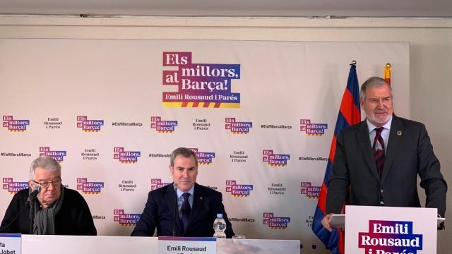 Minguella, Rousaud y Agustí en el acto de 'Els millors, al Barça' / Culemanía