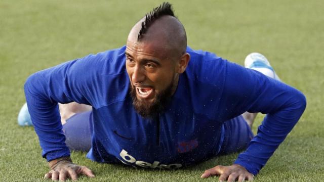 Una foto de Arturo Vidal durante un entrenamiento del Barça / FCB