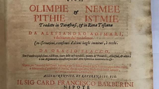 Edición antigua de las Odas de Píndaro