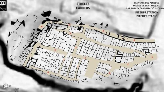 Interpretación de la ciudad íbera localizada en Banyeres del Penedès (Tarragona) basada en las imágenes del georradar / YOUTUBE