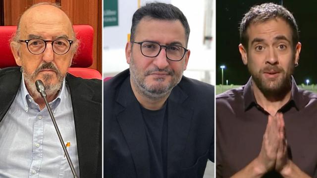 Jaume Roures, socio gestor del grupo Mediapro; Toni Soler, propietario de Minoria Absoluta; y Joel Díaz, presentador del programa Zona Franca de TV3