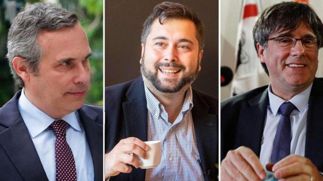 De izquierda a derecha: Josep Lluís Alay, Alexander Dmitrenko y Carles Puigdemont / CG