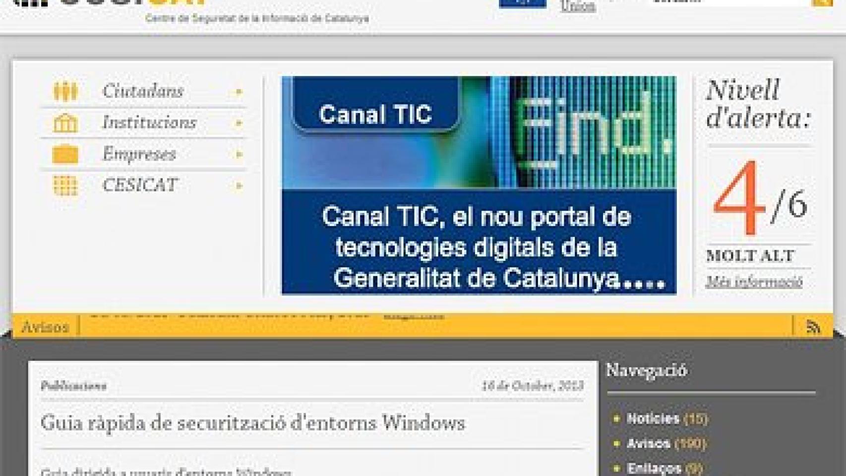 Captura de la web del Cesicat