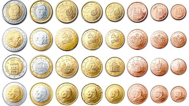 Una foto de archivo de distintos monedas de euro