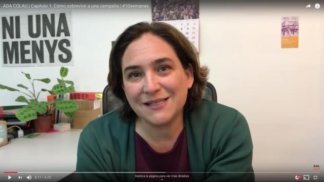 Ada Colau, en uno de los vídeos de precampaña de su canal de Youtube