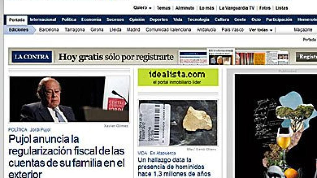 Titular de 'La Vanguardia' para informar de que el ex presidente de la Generalidad ha escondido varios millones de euros a Hacienda en el extranjero durante más de tres décadas