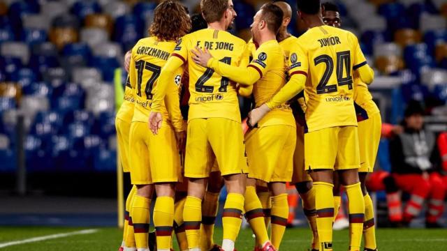 Los jugadores del Barça haciendo piña /FC BARCELONA