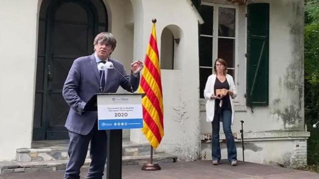 El expresidente de la Generalitat y líder de Junts, Carles Puigdemont, en la Casa Macià / EUROPA PRESS