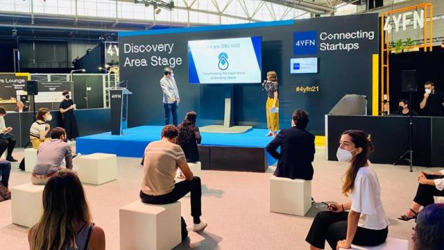 La presentación de Jibu H2O, una de las startups exhibidas en el 'pitch' empresarial de Barcelona Activa en el Mobile / CG