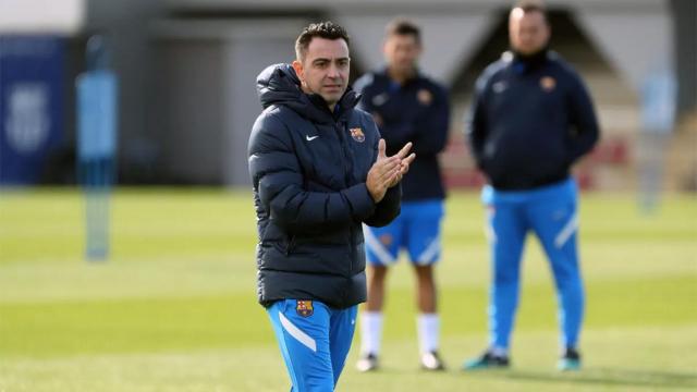 Xavi Hernández, durante un entrenamiento del Barça en la Ciutat Esportiva / FCB