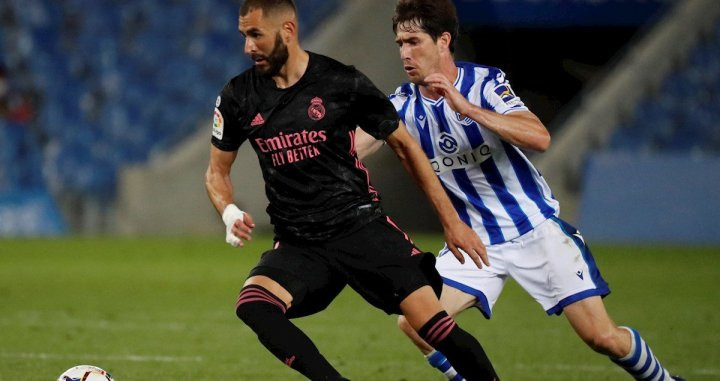 Benzema en el encuentro contra la Real Sociedad / EFE