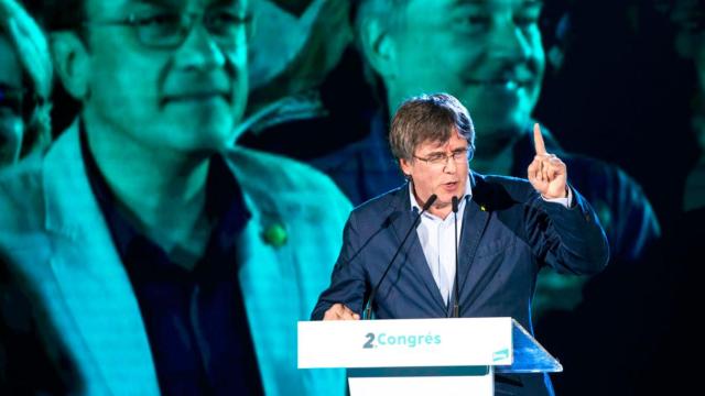 Carles Puigdemont, expresidente catalán fugado, en un acto de Junts / EP