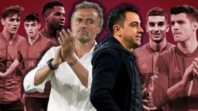Luis Enrique y Xavi Hernández comparten varios jugadores entre el Barça y España / MONTAJE EL ESPAÑOL