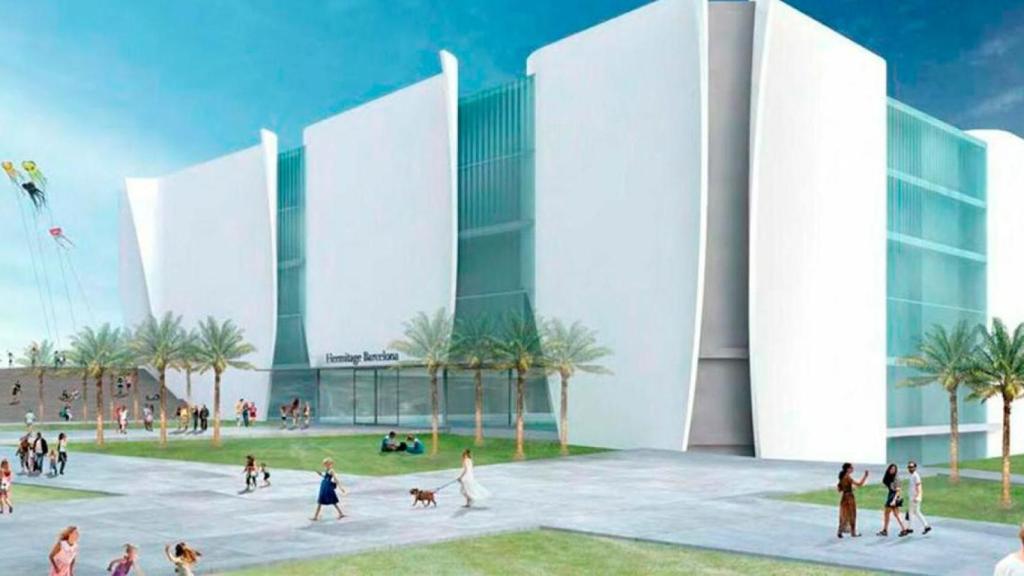 Recreación digital del Hermitage Barcelona en la zona de la Nueva Bocana / CG