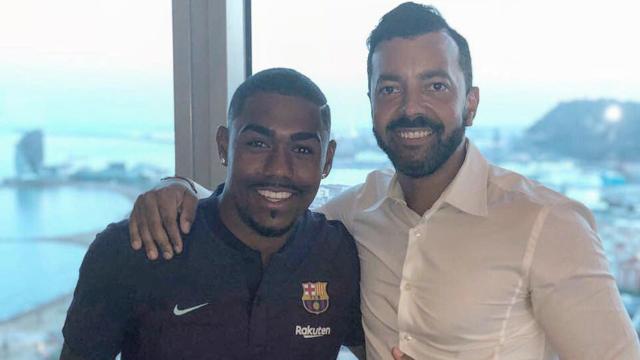 Junior Minguella con Malcom Oliveira tras cerrar su fichaje por el Barça / REDES