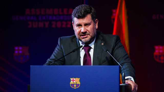 Eduard Romeu, vicepresidente económico del Barça, en su intervención sobre la venta de los derechos televisivos / FCB