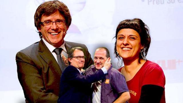 Abrazos entre Mas y Fernández, Puigdemont y Gabriel: Convergencia y CUP / CG