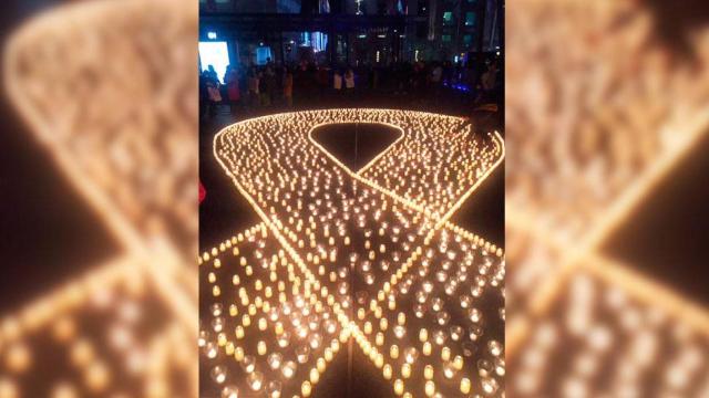 Lazo de velas creado por el independentismo en Lausana (Suiza) / TWITTER