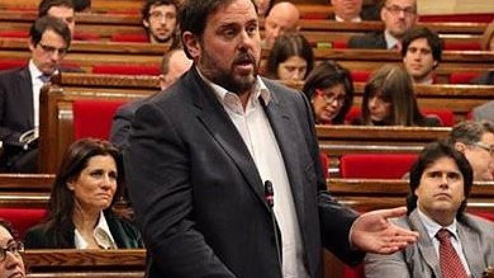 El líder de ERC, durante una intervención en el Parlamento autonómico
