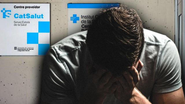 Un joven con una enfermedad mental ante un centro de la Sanidad catalana / FOTOMONTAJE DE CG