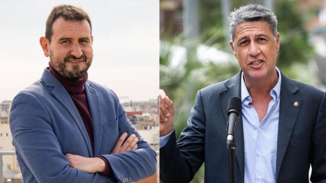 El alcalde de Badalona, Rubén Guijarro (PSC), con su predecesor en el cargo, Xavier García Albiol (PP) / CG