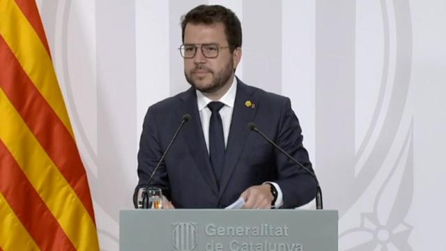 El presidente de la Generalitat, Pere Aragonès, en la rueda de prensa posterior al Consell Executiu