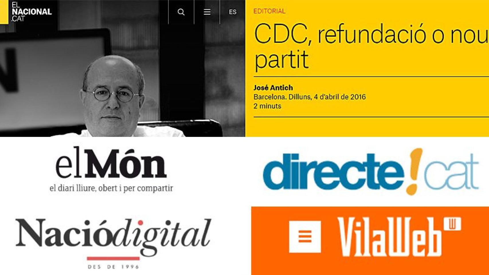 Capturas de los medios de comunicación digitales 'Nació Digital', 'Ara y 'Vilaweb', subvencionados por la Generalitat / CG
