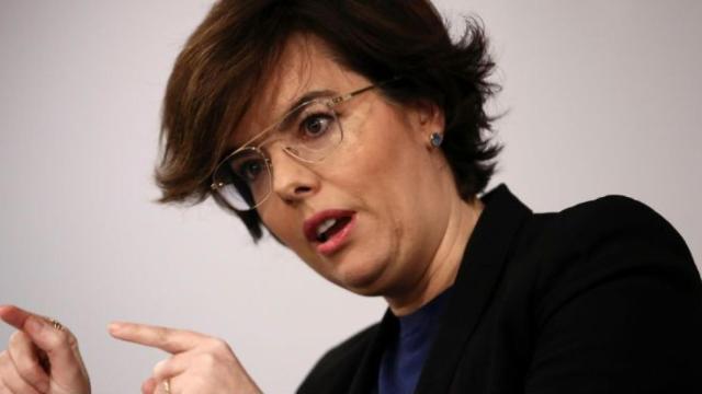 Soraya Sáenz de Santamaría, vicepresidenta del Gobierno, en una comparecencia esta semana / EFE