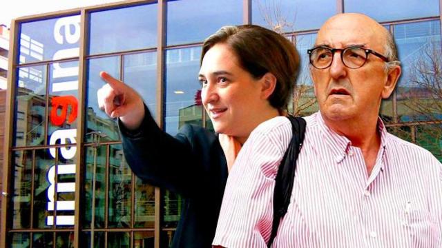 Jaume Roures y Ada Colau ante el edificio Imagina de la Diagonal en Barcelona / FOTOMONTAJE DE CG