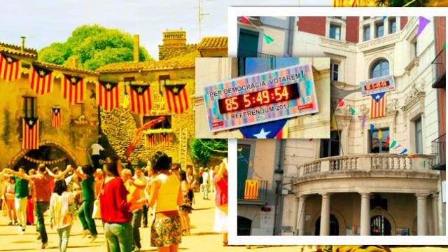 El contador de Berga en la plaza del ayuntamiento. De fondo, una escena de 'Ocho apellidos catalanes' / CG