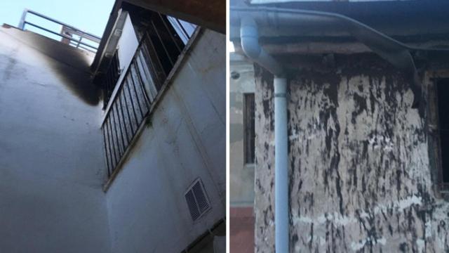 Imagen del sobreático okupado que se quemó por completo en el barrio del Raval de Barcelona el martes / CG