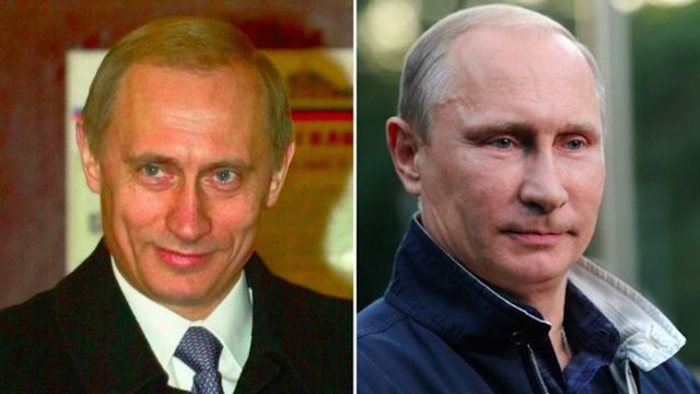 Una foto del antes y el después del rostro de Putin