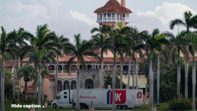 Los camiones en la puerta de Mar-a-Lago /DAILY MAIL