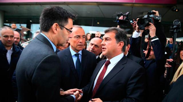 Laporta, Bartomeu y Yuste, en una imagen de archivo / REDES