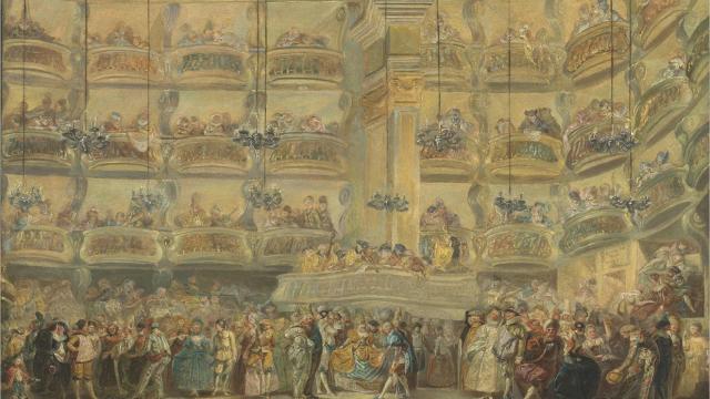 Luis Paret recogió modas y costumbres del siglo XVIII, tal como se comprueba en el lienzo ‘Baile en máscara’ (1767)  / MUSEO NACIONAL DEL PRADO