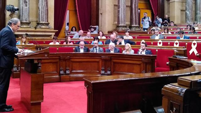 El presidente de la Generalitat, Quim Torra, en el Parlament / EUROPA PRESS