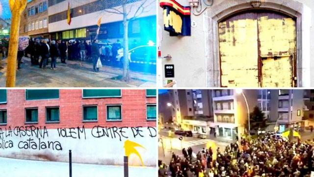 Escraches y ataques contra comisarías del Cuerpo Nacional de Policía y una casa cuartel de la Guardia Civil en Cataluña esta semana / CG