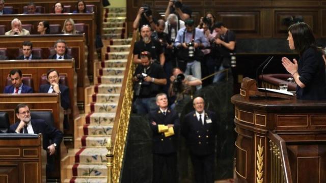 Irene Montero durante la moción de censura