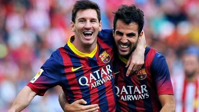 Leo Messi y Cesc Fàbregas celebran un gol con el Barça / EFE