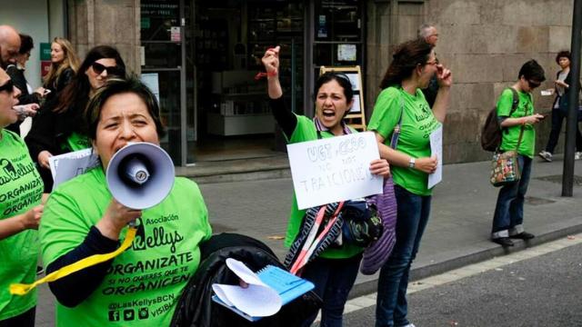 Imagen de una protesta de 'Las Kellys' en Barcelona / CG