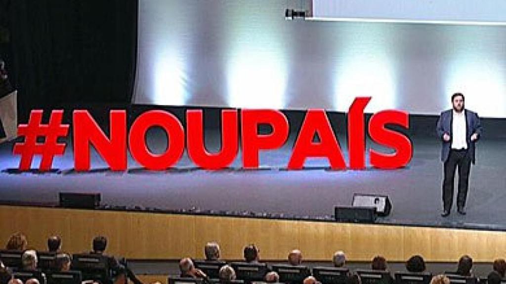 El líder de ERC, Oriol Junqueras, durante la conferencia de este martes