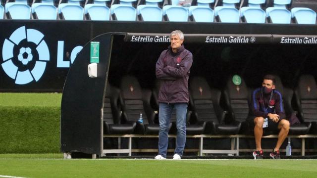 Quique Setién durante el partido contra el Celta de Vigo /FCB