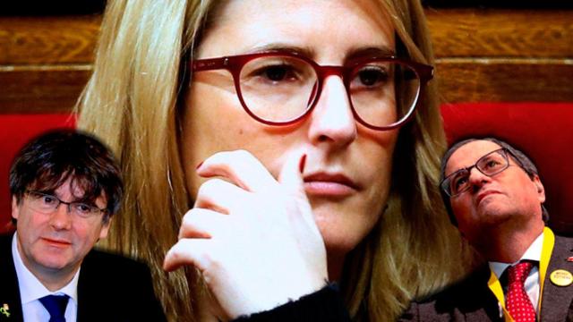 Elsa Artadi con Carles Puigdemont y Quim Torra / FOTOMONTAJE DE CG